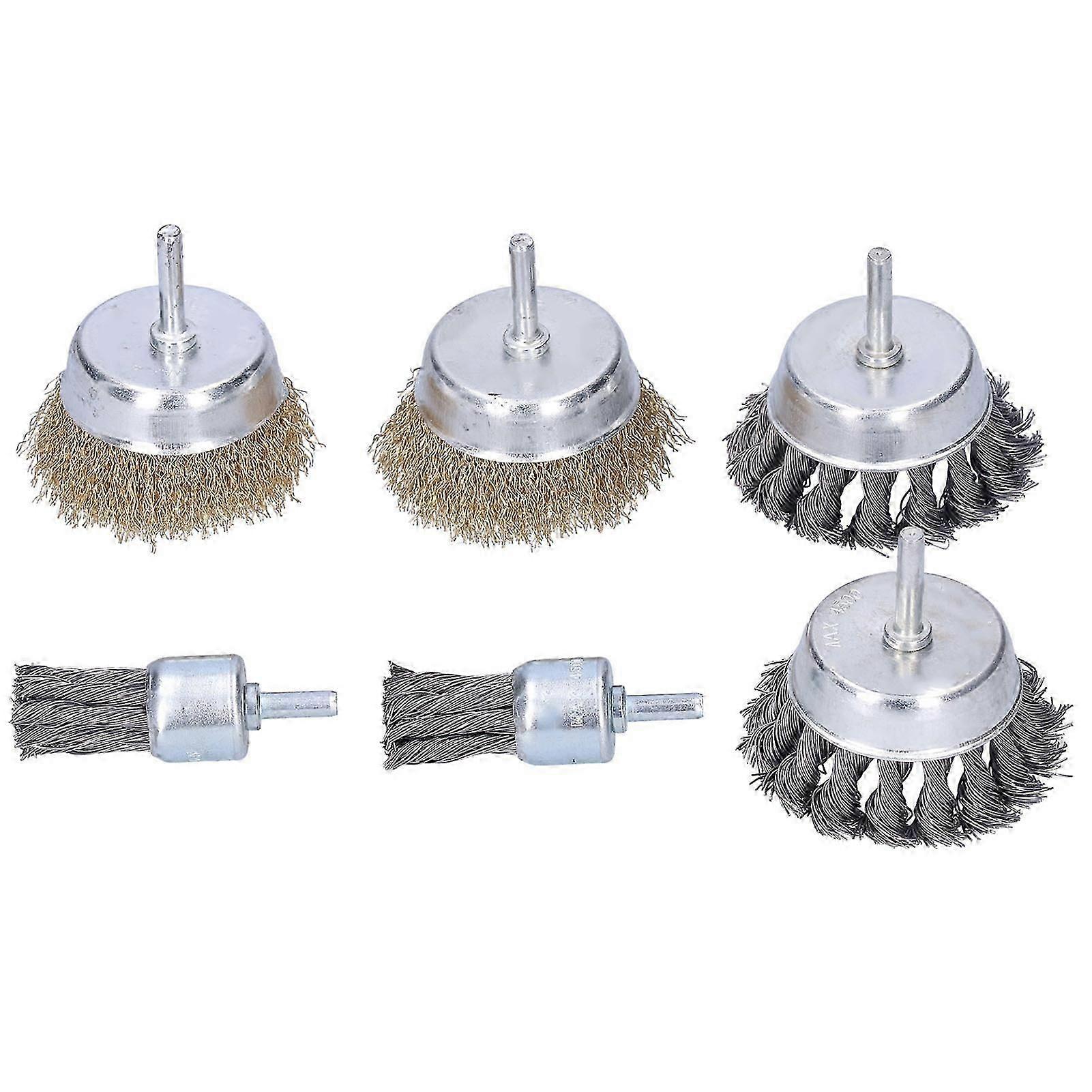 6Pcs Twisted Wire Brush Steel Metal Deburring Grinding Rust Removal Tool Drill Attachment