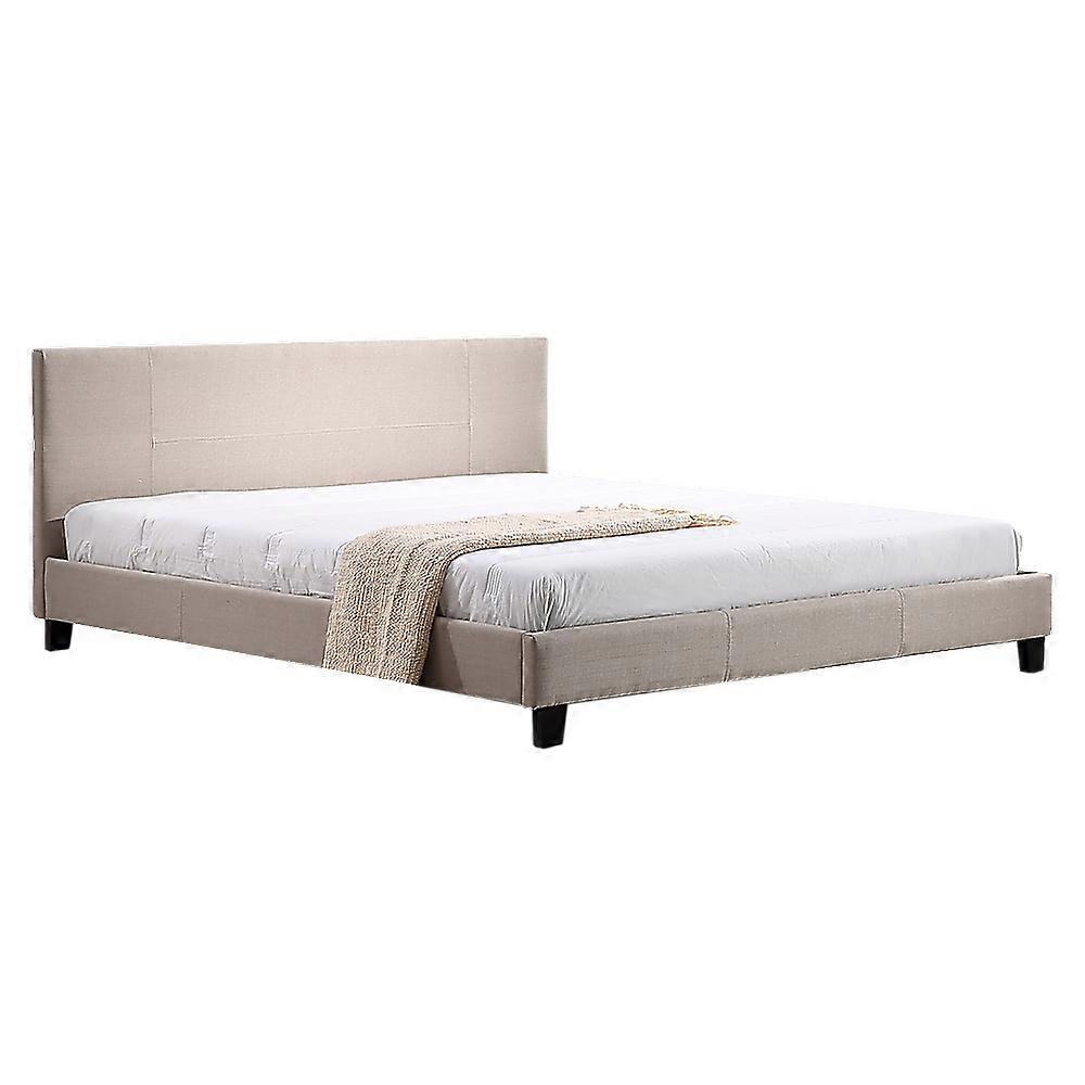 Palermo King Linen Fabric Bed Frame Beige King Bed Frames