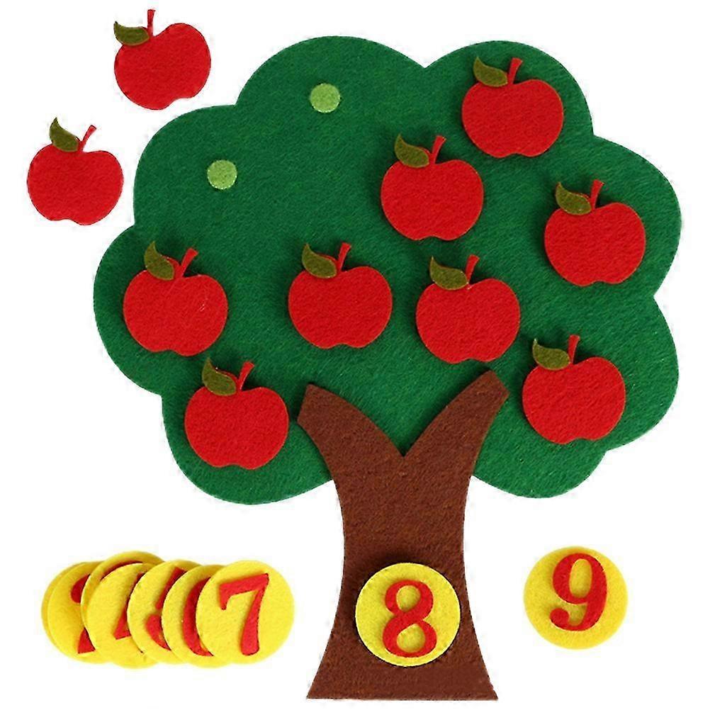 1 Set Non-woven Apples Tree Digital Cognitive Pairing Toy Counting Apples Game Toy