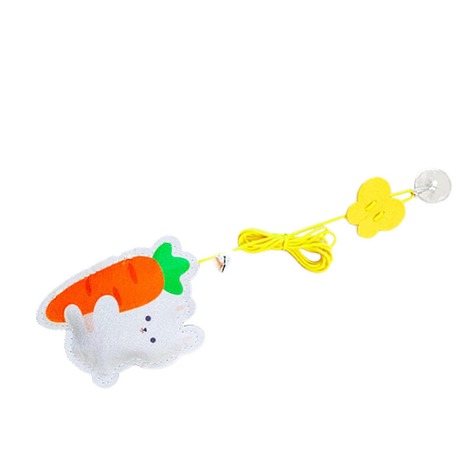 Door Cat Teaser Toy Retractable Adjustable Elastic Rope Interactive Doorway Kitten Teaser Toy 6.6ft Felt Rabbit (Built in Catnip) 