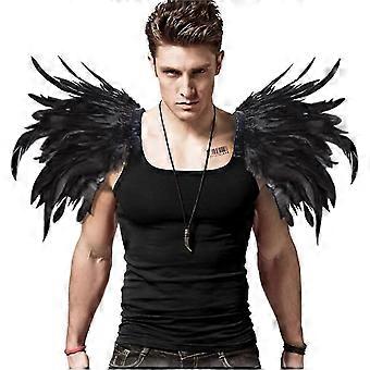 Gothic Feder Schulterklappen für Herren - Halloween Kostüm Tanzzubehör 2er Set, schwarz