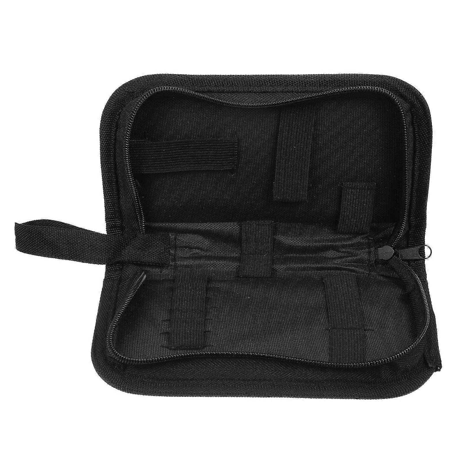 Guitar Accessory Organizer Bag, Foldable Easy Access Pockets Case, Picks, Strap, Capo, Strings Holder Storage (Black)