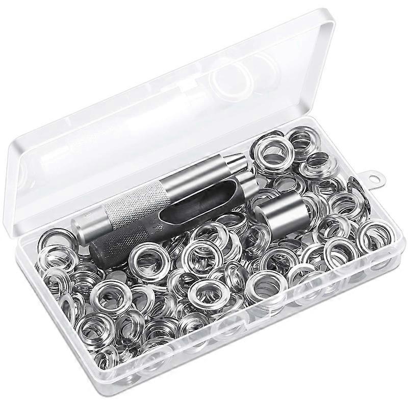 120 Sets Grommet Eyelets Tool Kit, Grommet Kit Silver