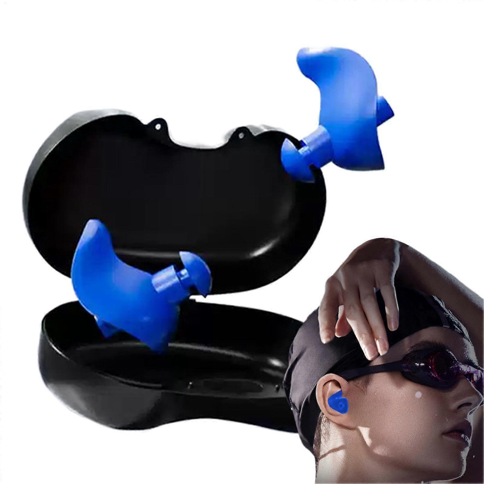 Swimming earplugs, silicone for swimmers, reusable surf shower, noise reduction blue 1 pack