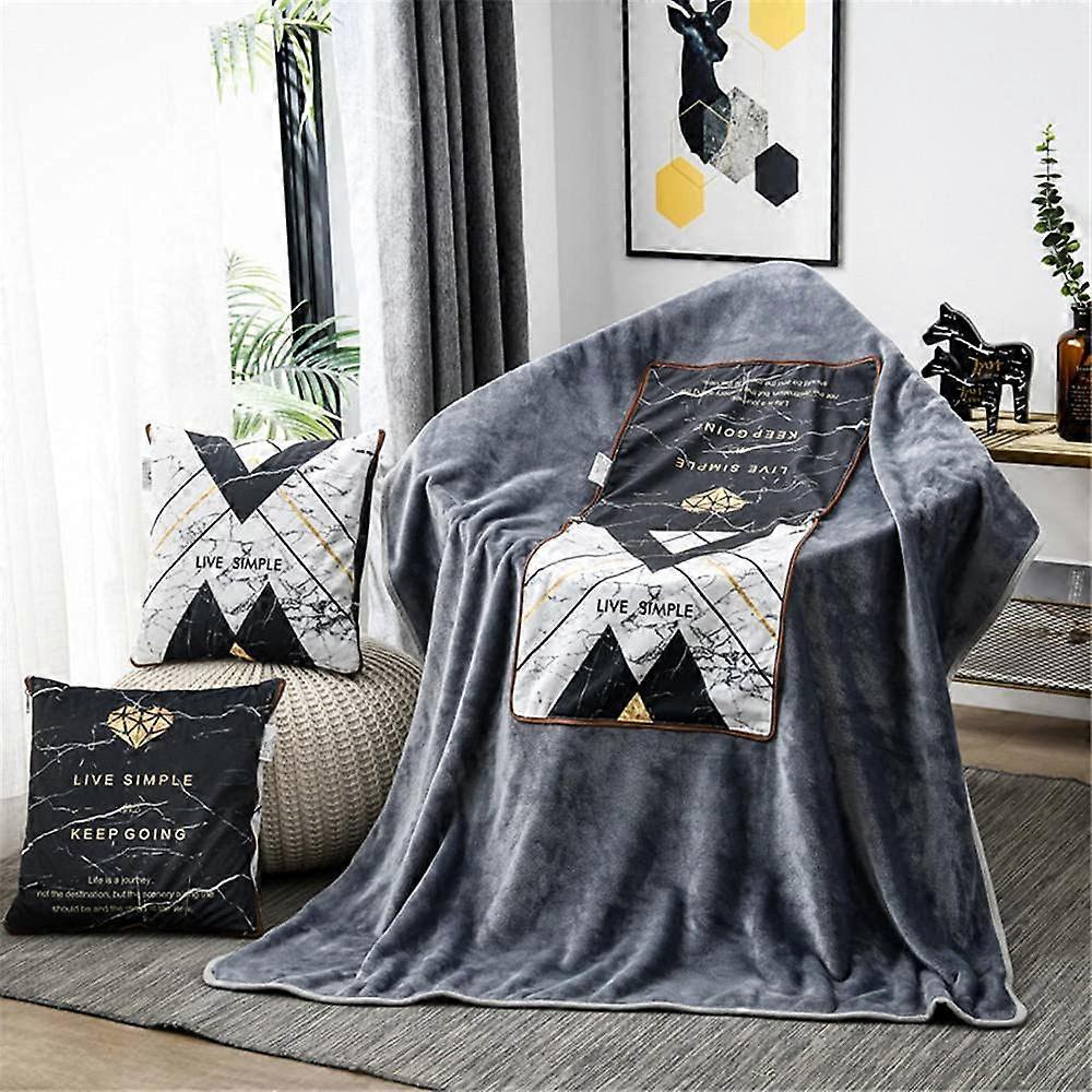 Kissendecke 2-In-1 Travel Blanket Pillow Multifunctional Neck Support Nap Mat Soft and Warm Simplicity 45x45cm/150x200cm