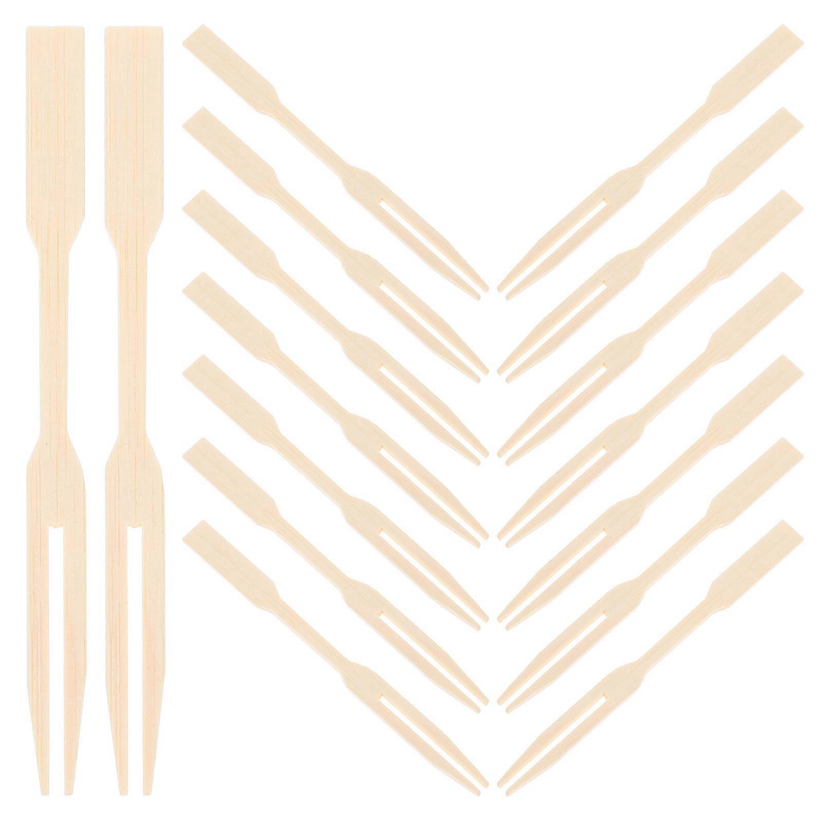 Dessert Wooden Fork Appetizer Forks For Serving Desserts 9.00x0.70x0.10cm 100Pcs