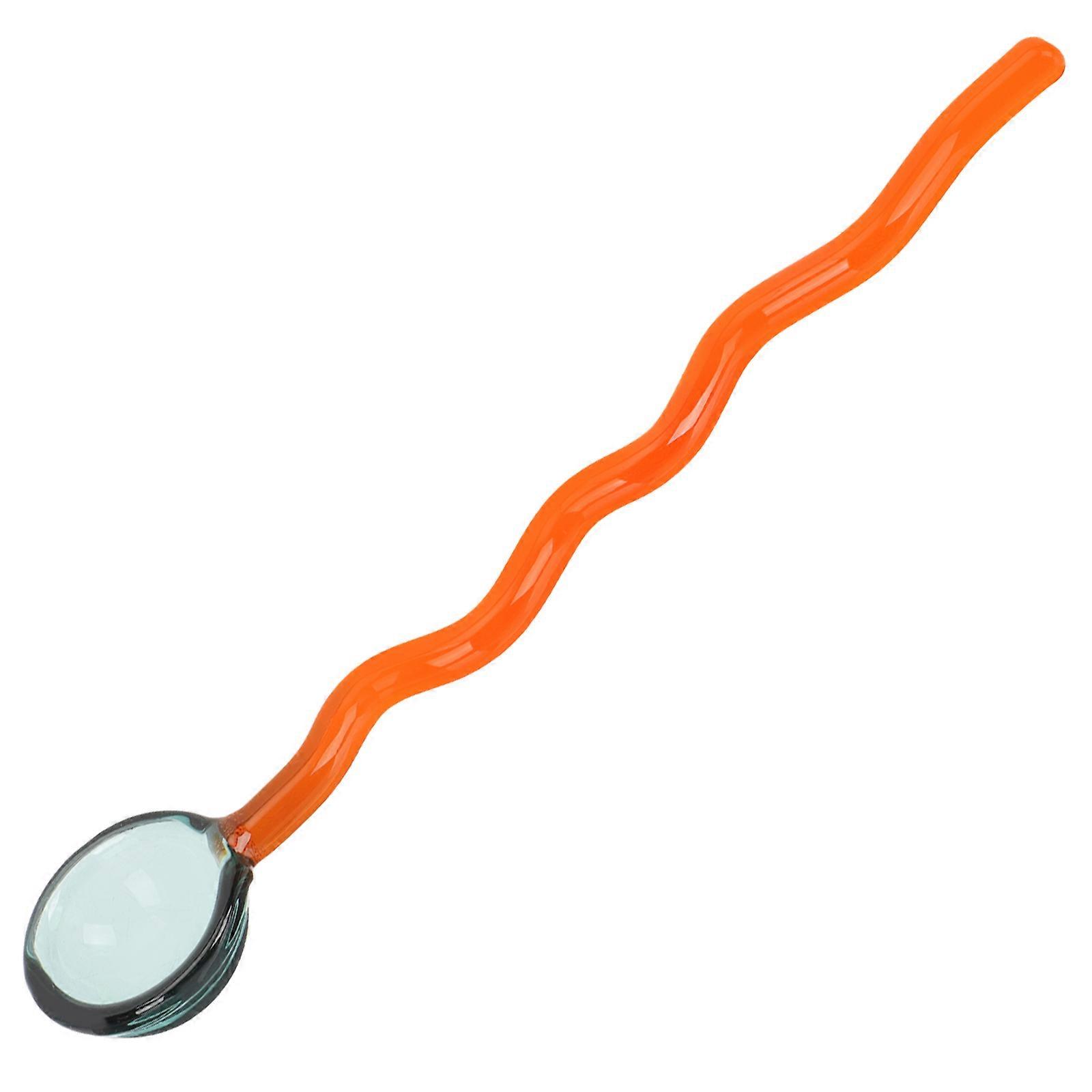 Heat Resistant Glass Spoon Modern Design Long Handle For Family Use Orange 1Pack