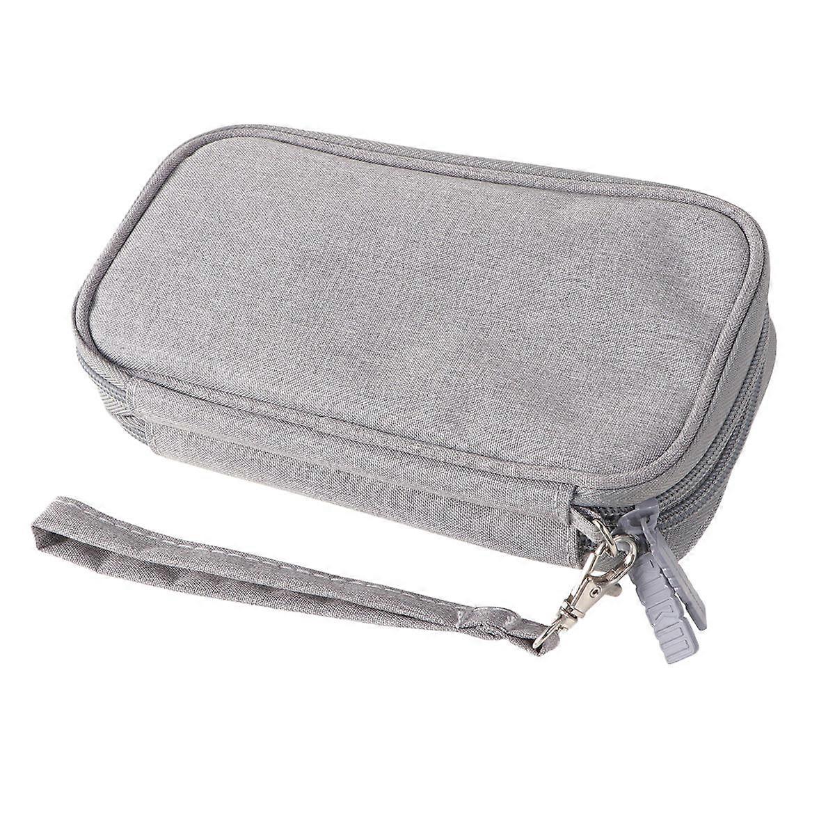 Double Layer Shockproof Storage Bag for Data Cables & Chargers – Water Resistant, Compression Resistant Travel Organizer in Gray