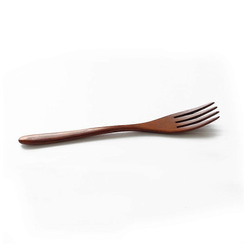Wooden Forks Brown 19x2.8x1cm Lightweight Portable Carry Tableware 5Pcs