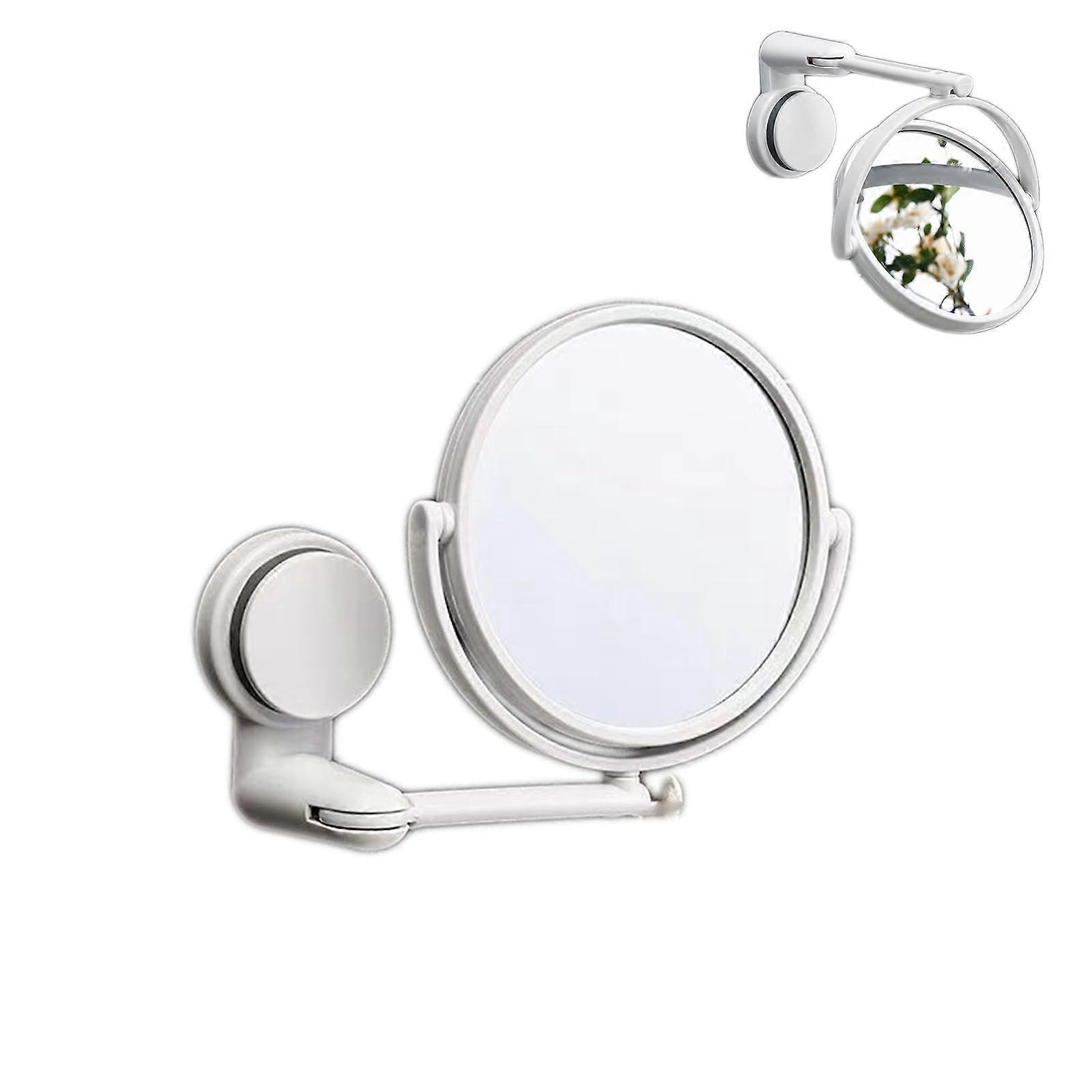 Bathroom Mirror with Suction Cup and Folding Design for Makeup, Office, Dorm or Bathroom (White)