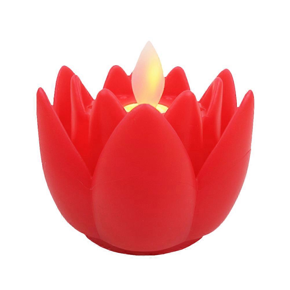 Red LED Floating Lotus Light for Garden Pond Decoration with Excellent Color Fastness 4.5 Inches