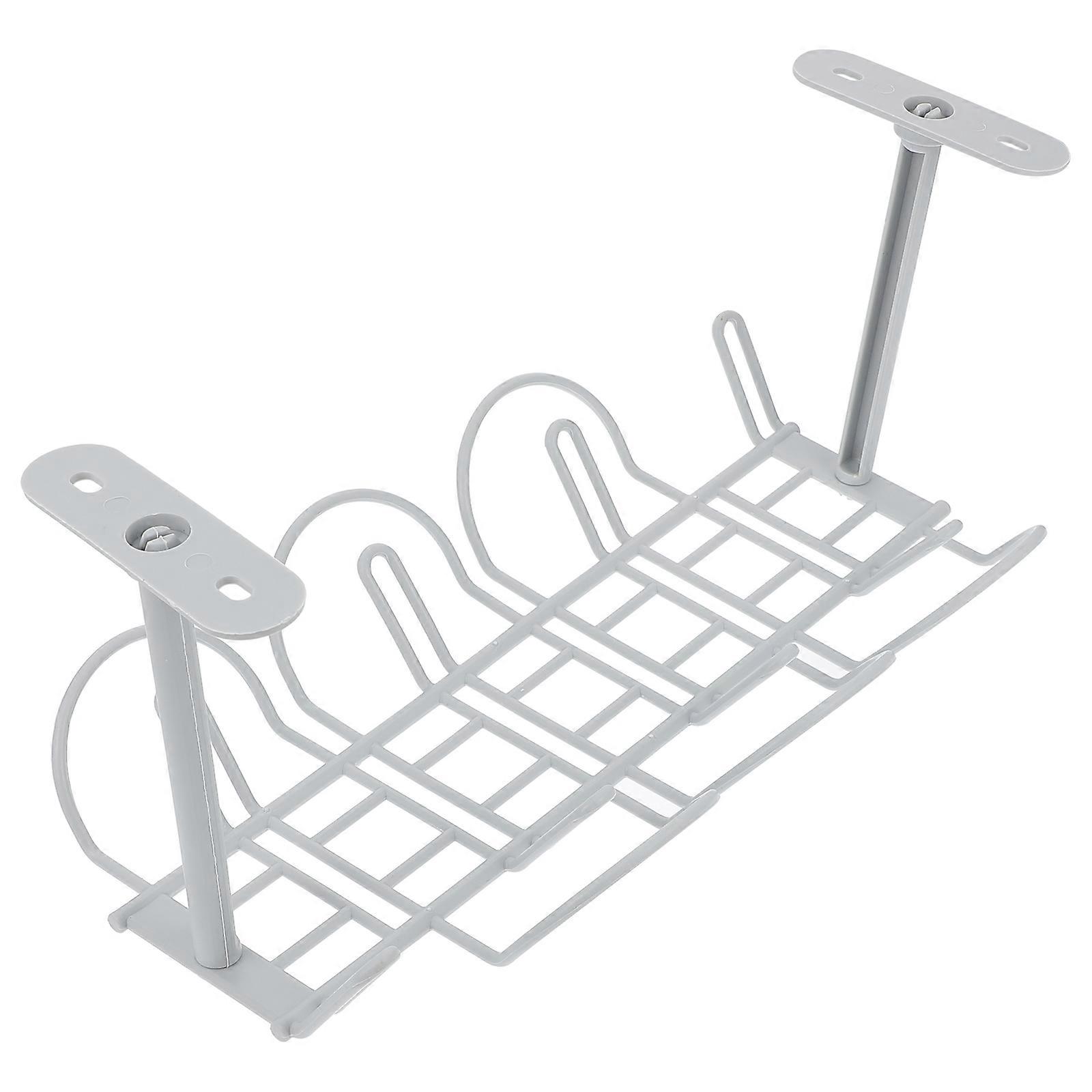 Cable Organizer Under Desk Grey Plastic Home Office 2 Sets