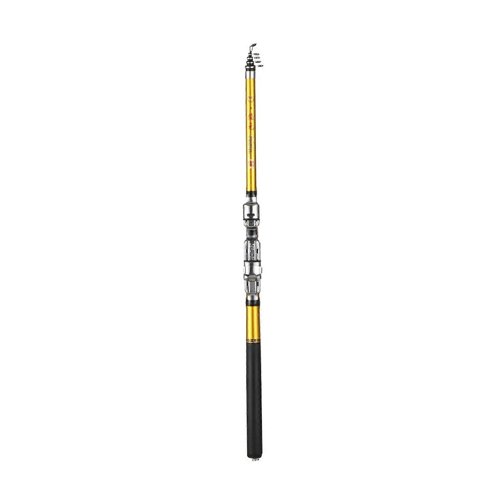 Fishing Rod Telescopic Sea Pole, Adjustable Spinning Rods, 1.5m-3.0m, Gold, 2.4m