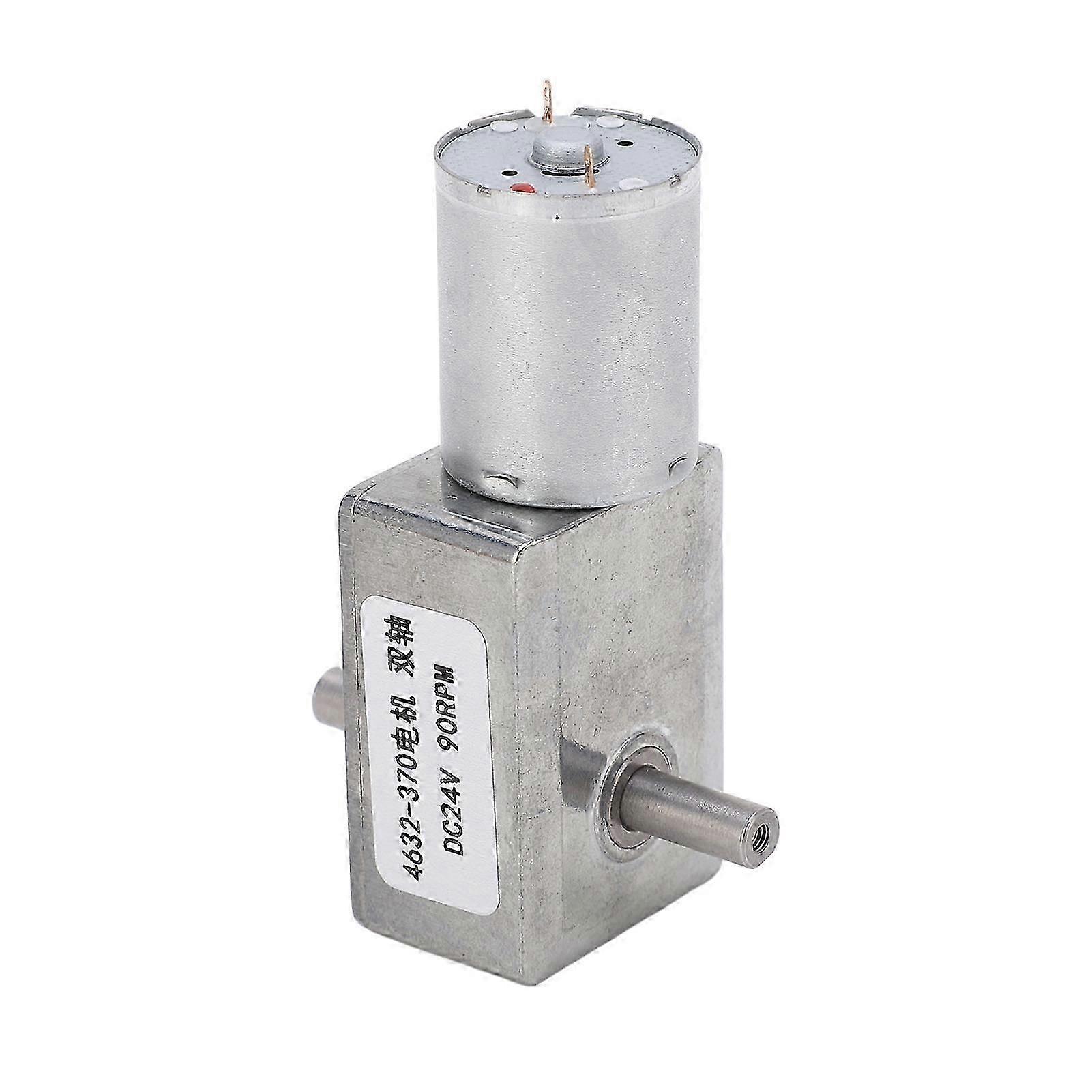 DC Geared Motor Double Shaft Rotation Direction Adjustable Square Turbine Worm Speed Reduction Motor DC24V 90RPM
