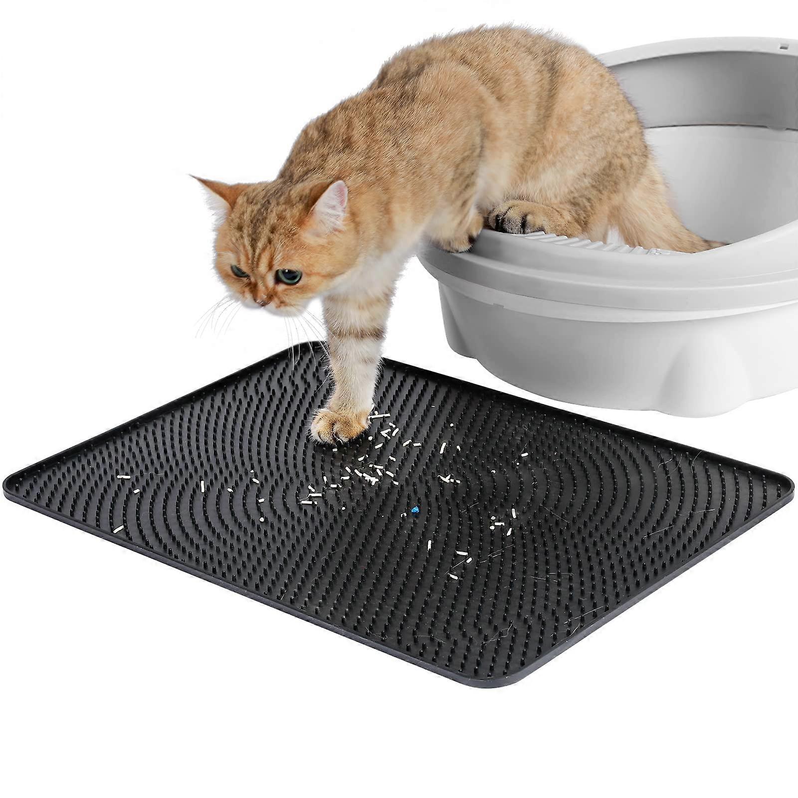 Cat litter mat Cat litter capture mat, corrugated texture surface design black - 53*38cm