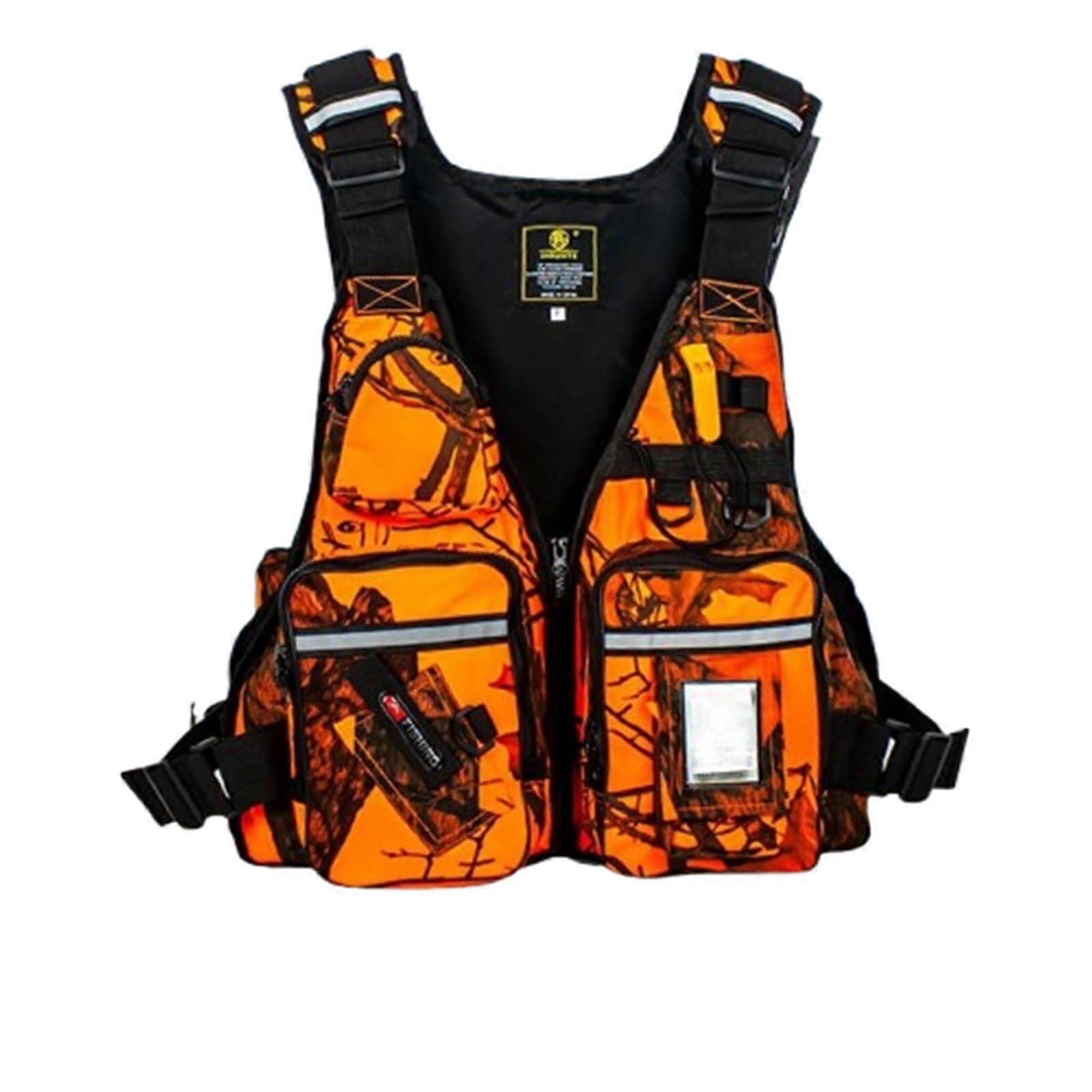 Jackets with zipper, whistle and adjustable waistband, reflector strips, multiple pockets for kayaking, boating (D) (50100kg) D