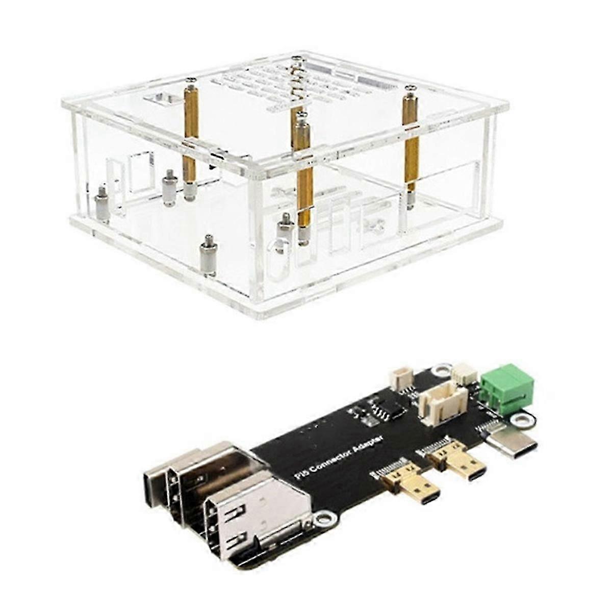 Für Raspberry Pi 5 Gehäuse + HDMI-kompatibel zu HD Adapter Board unterstützt Dual 4K Output Expansion Board