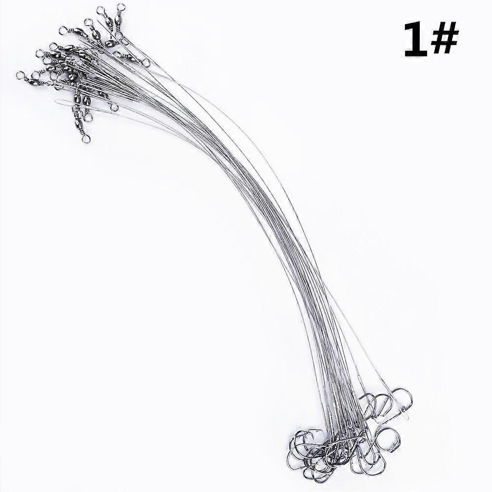 FISHKING 20pcs 16/20/25cm Anti-bite Steel Wire Leader Leashes for Fishing 50LB with Swivel Fishing Lure Accessories Pike Bass