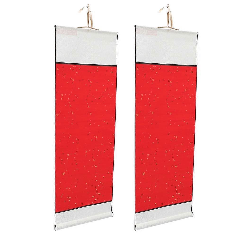 2Pcs Blank Calligraphy Hanging Scrolls Traditional Rice Paper Painting Scrolls