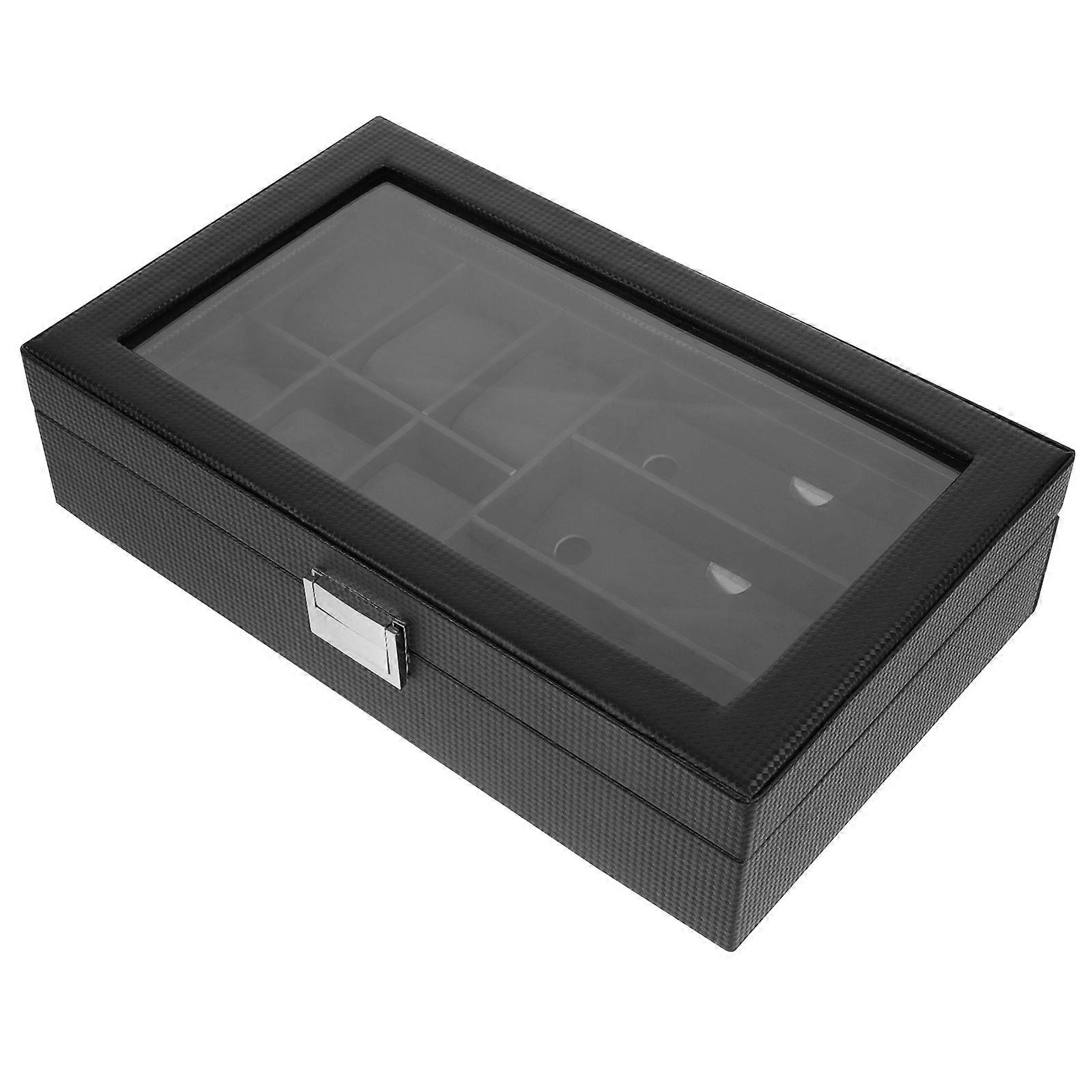 Watch Sunglasses Organizer Storage Case for Home Use Rectangular Black 1Set