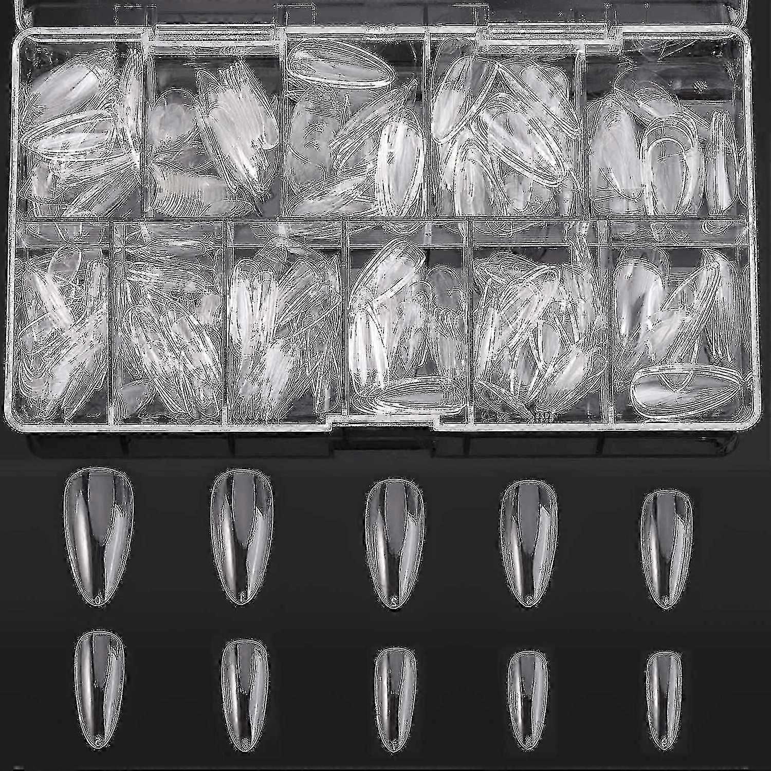 Medium Almond Shaped Clear Nail Tips for Full Coverage - Ideal for Easter Gifts