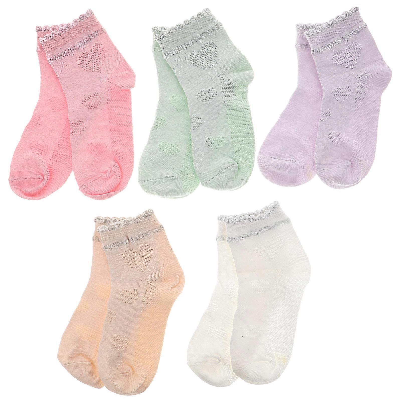 Students Socks Kids Socks Breathable Cotton Socks 5 Pairs