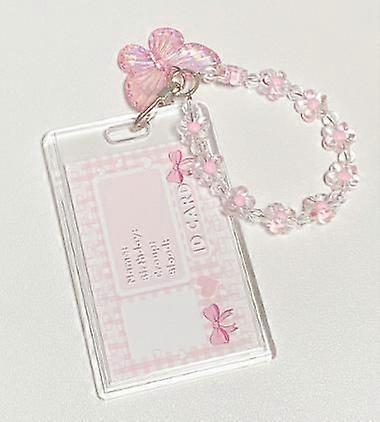Photocard Holder: Transparent Acrylic Id Card Holder With Butterfly Keychain - Badge Protector For Students And Office Workers
