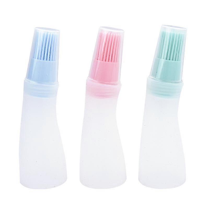 Oil Brush Set, 3pcs Silicone Squeeze Oil Spout with Clear Lid