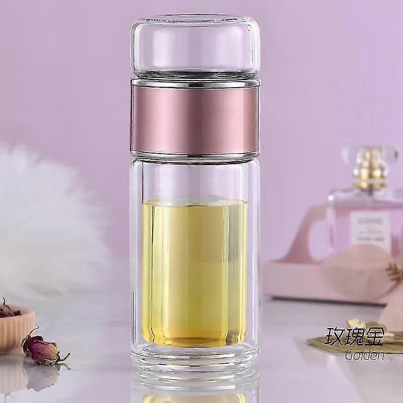 High Borosilicate Glass Double Layer Tea Infuser Water Bottle Drinkware Cup