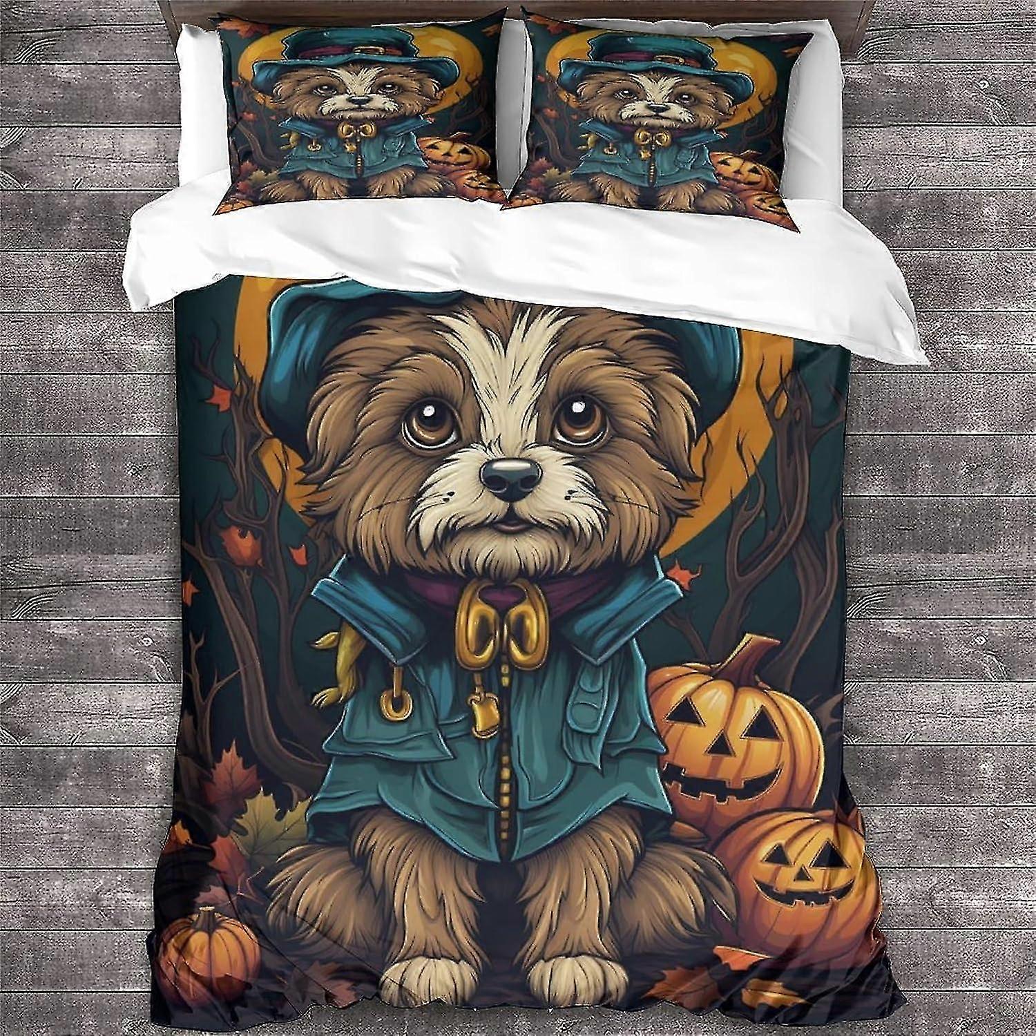 Animal 3D Duvet Cover Set with Halloween Effect for Kids and Adults Printed Quilt Bedding Set with Pillow Cases