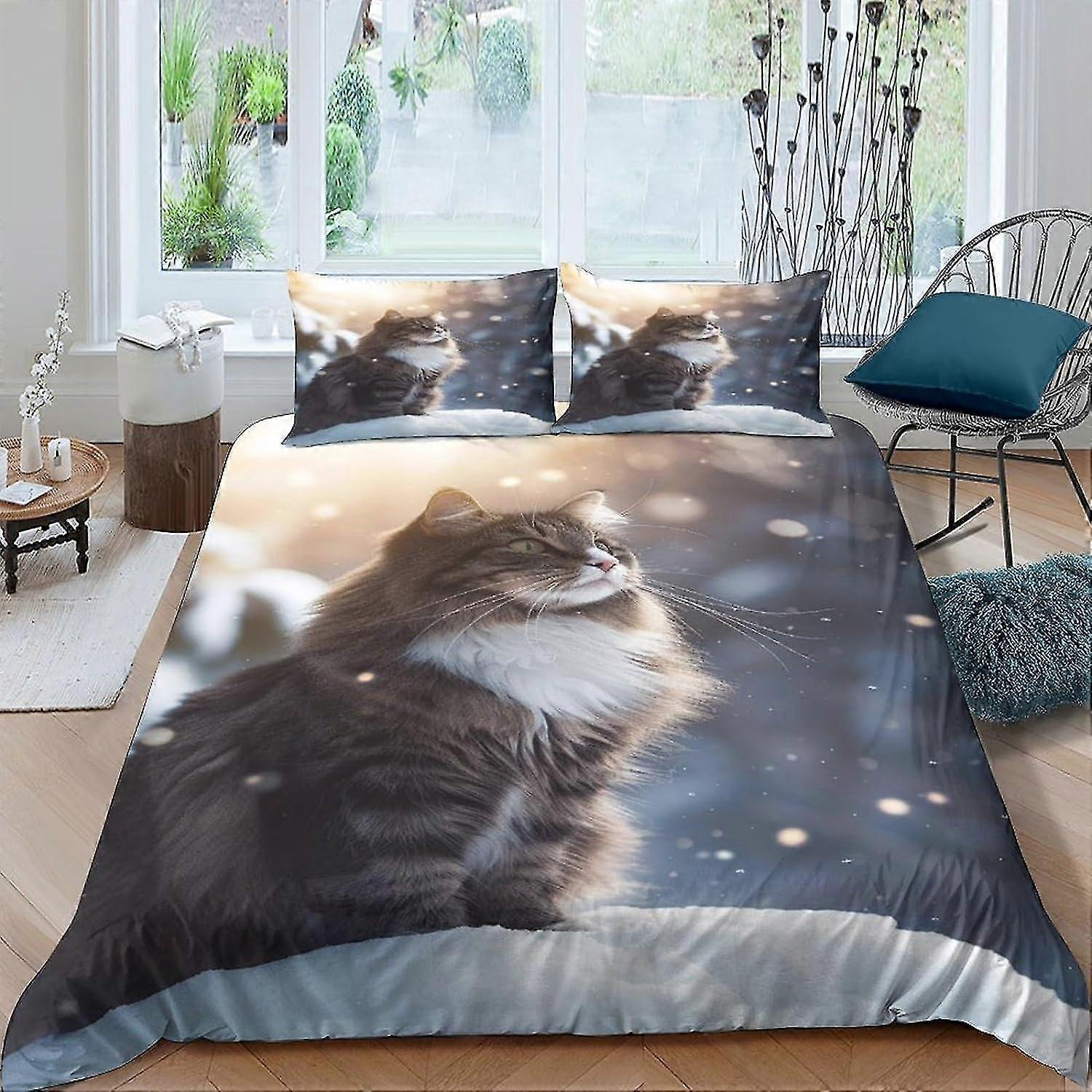 Cute Animals 3D Print Bedding Set with Duvet Cover, Quilt Cover, Pillow Cases and Zipper for Teens and Adults