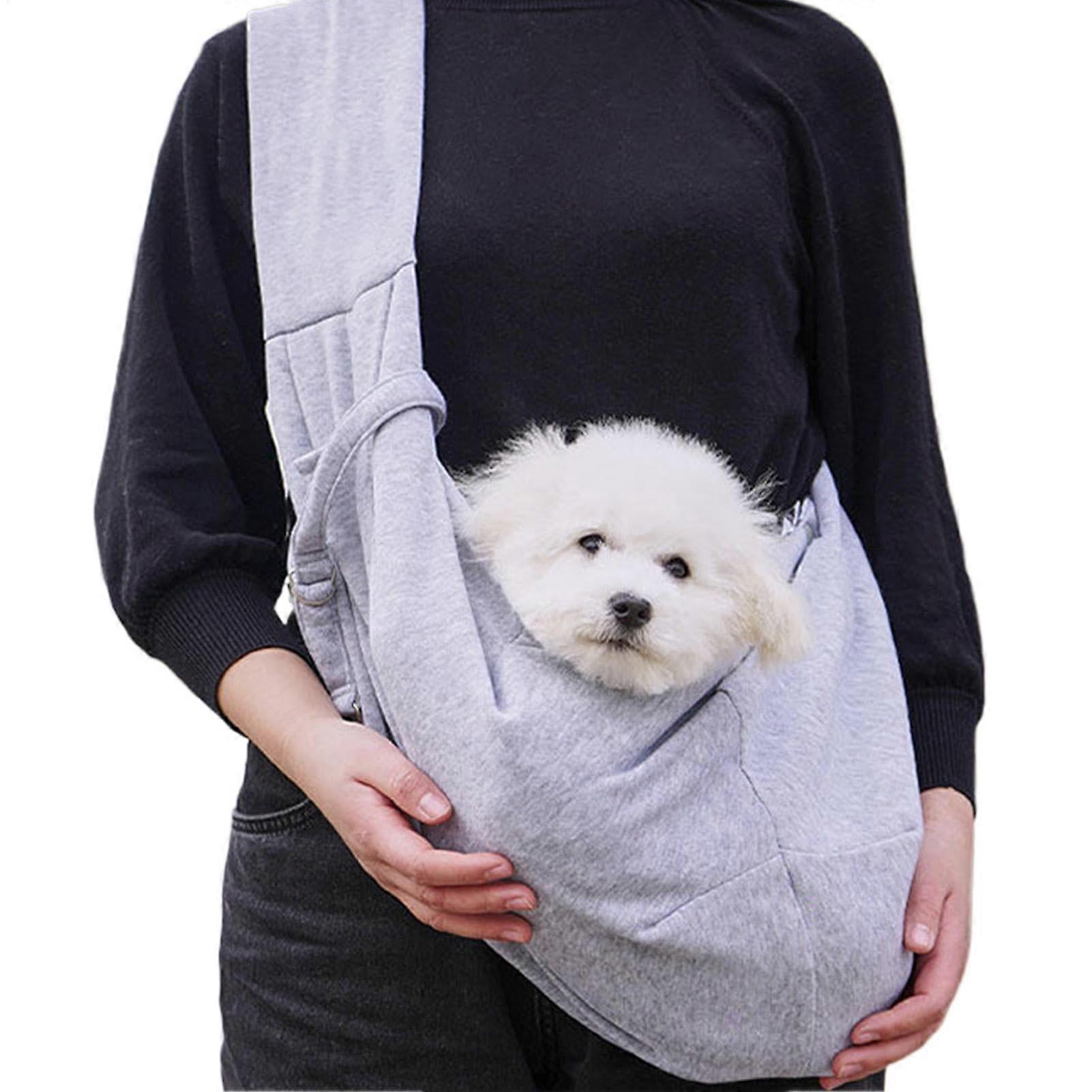 Pet Carrier for Small Dogs and Cats, Adjustable Soft Shoulder Strap Backpack, Gray Puppy Chest Bag for Travel