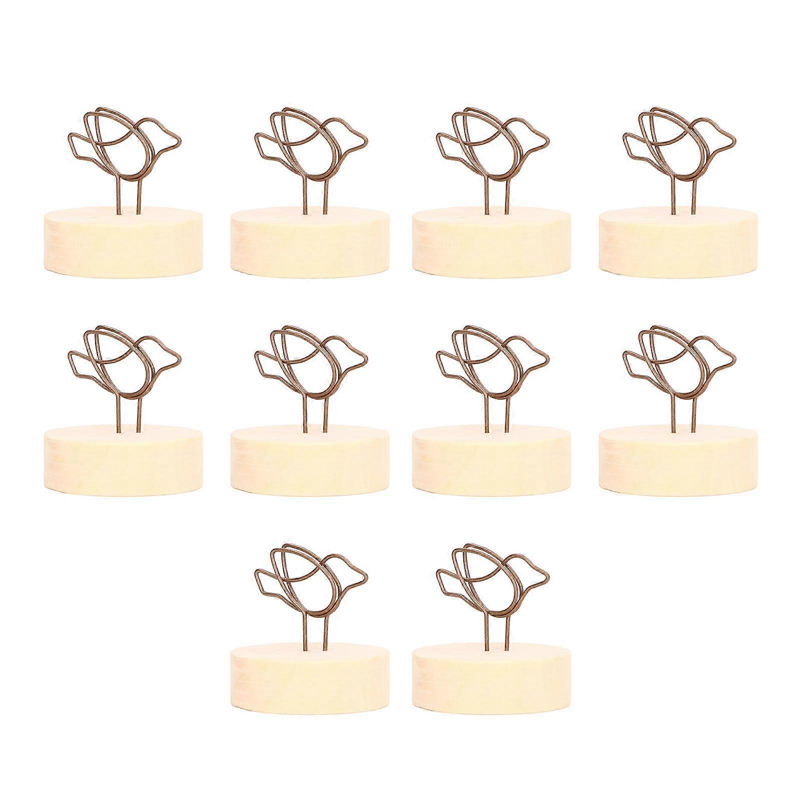 2025 Latest Model 10pcs Card Stand Vertical Wood Round Base Bird Shaped