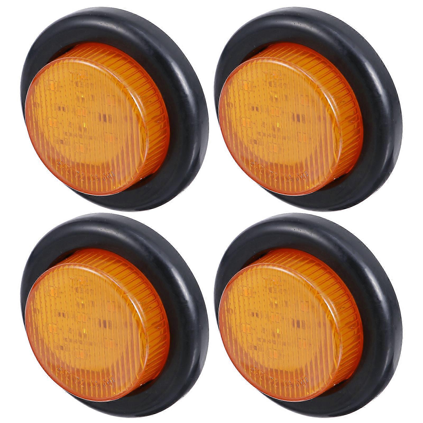 Truck Taillight Sidelights Indicators Light Lamp Orange 7x7cm Warning 4Pcs