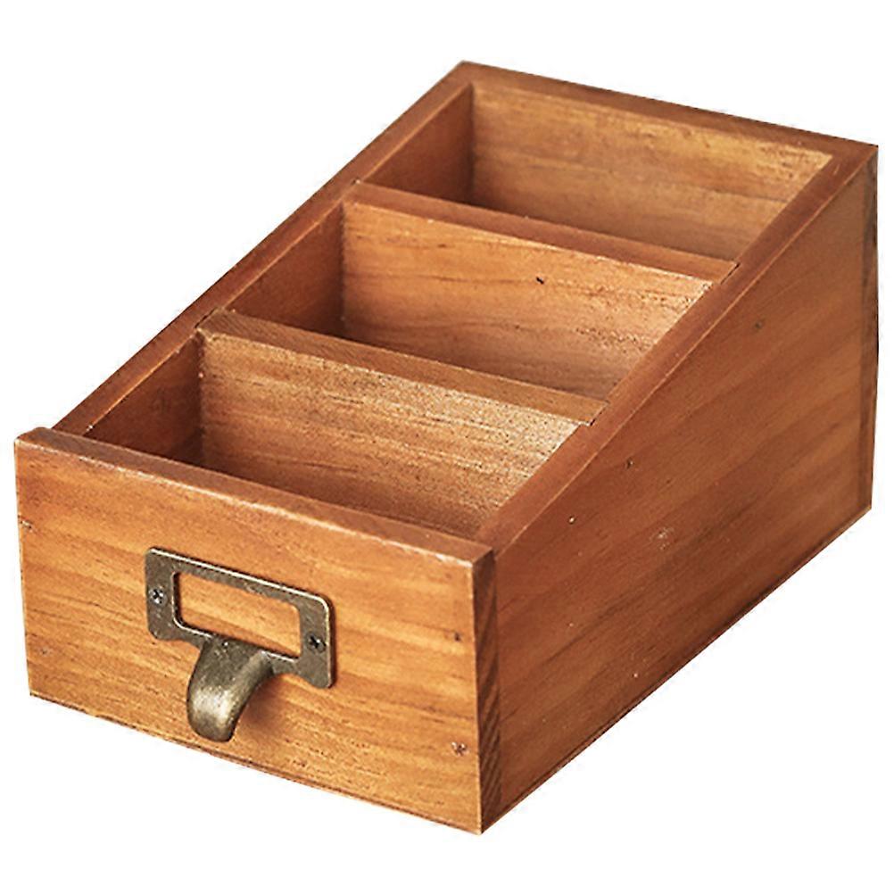 Multi Functional Remote Control Holder Box with Compartments – Rustic Household Organizer for Stationery, Remotes & Small Items Storage