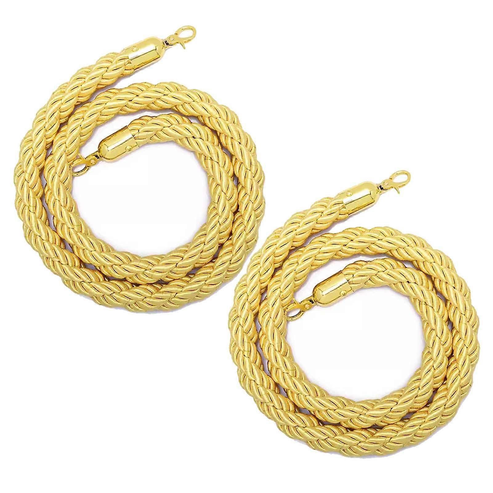 Hemp Stem Ropes 1.2m, Twisted Barrier Ropes for Queues, Braided Design, Yellow, 2 Pieces