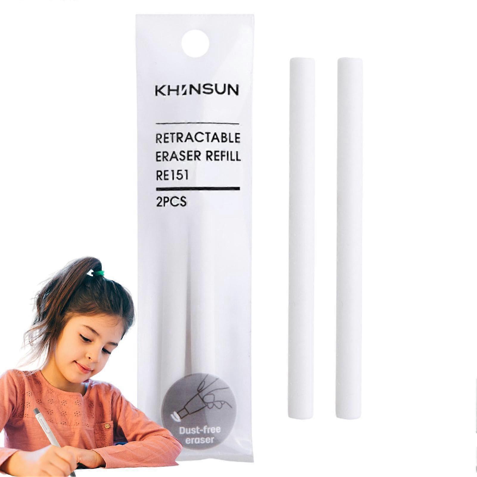 Retractable Rubber Erasers for Children, Cute Easy-To-Hold Pencil Eraser with Desi Refill, Perfect for Writing and Drawing