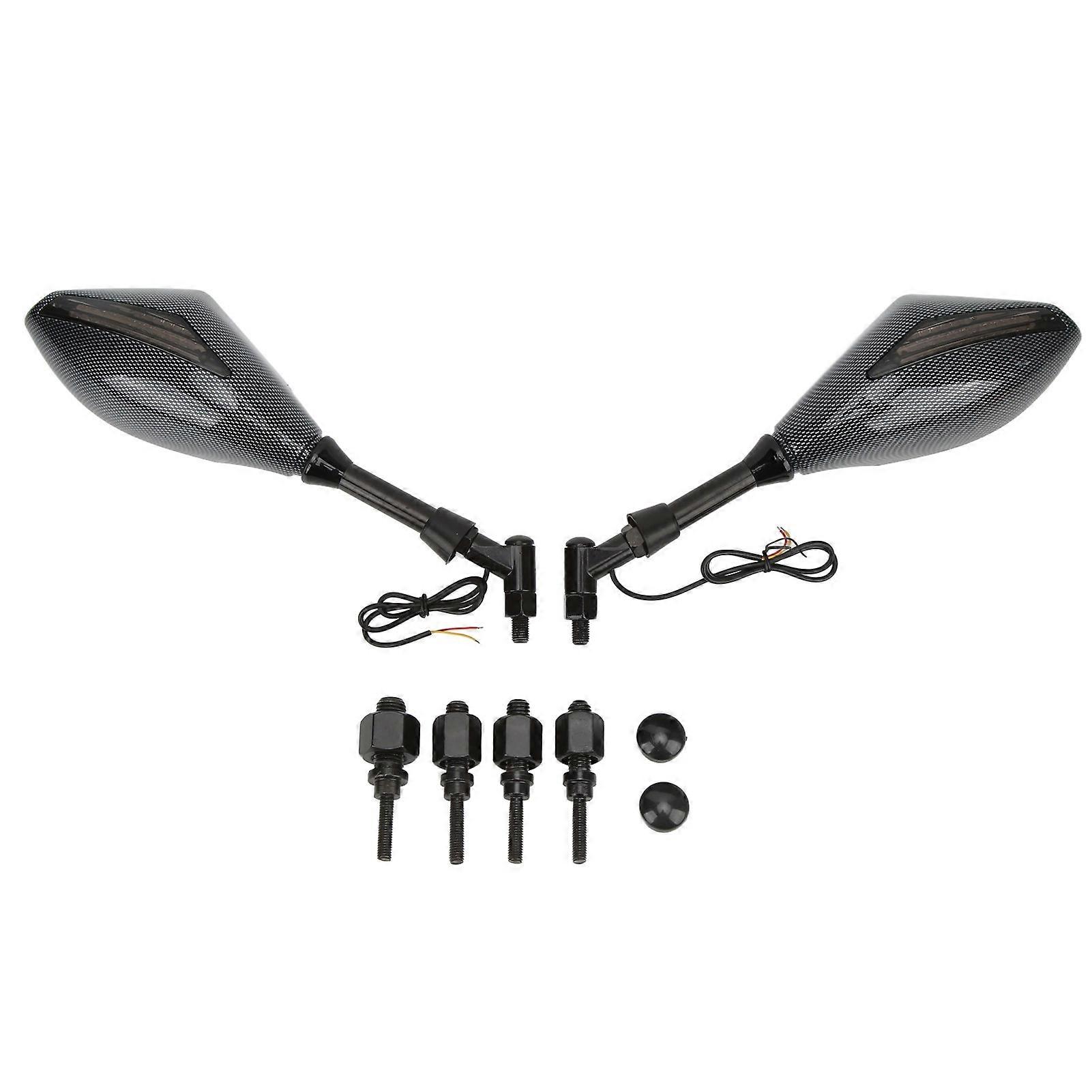 Pair Motorcycle Rear View Mirror with LED Turn Signal Light Left Right Replacement for Ducati Monster 600 750
