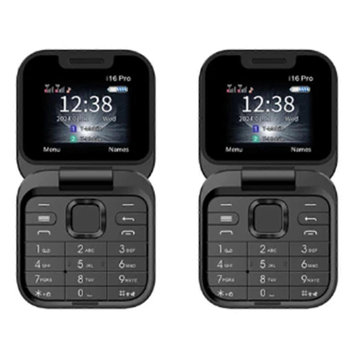 Mini Flip Mobile Phone 2SIM Card Small Display Foldable Phone(Black)