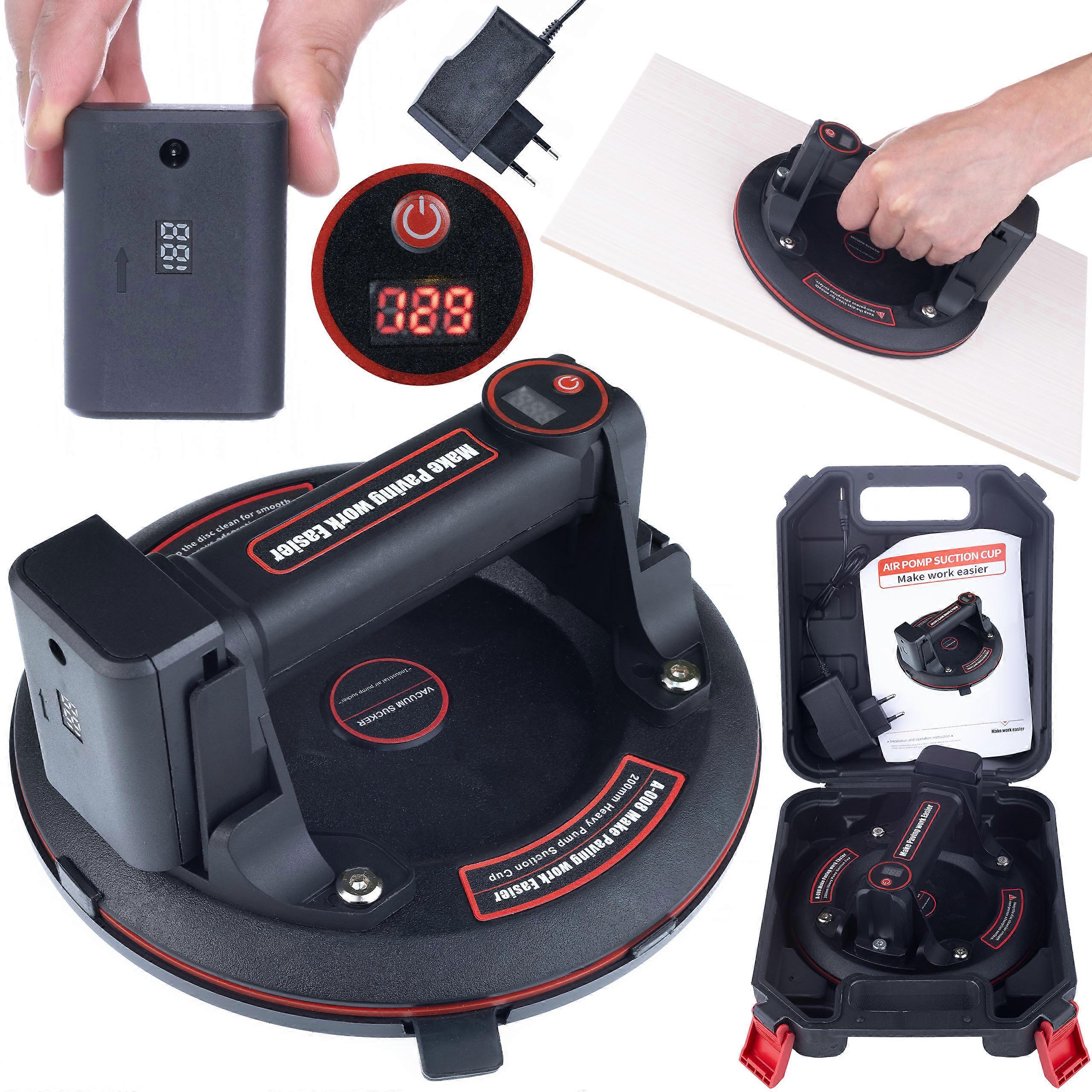 Rosfix Battery Vacuum Suction Cup 200 kg – Digital Display | Set with case, battery, charger