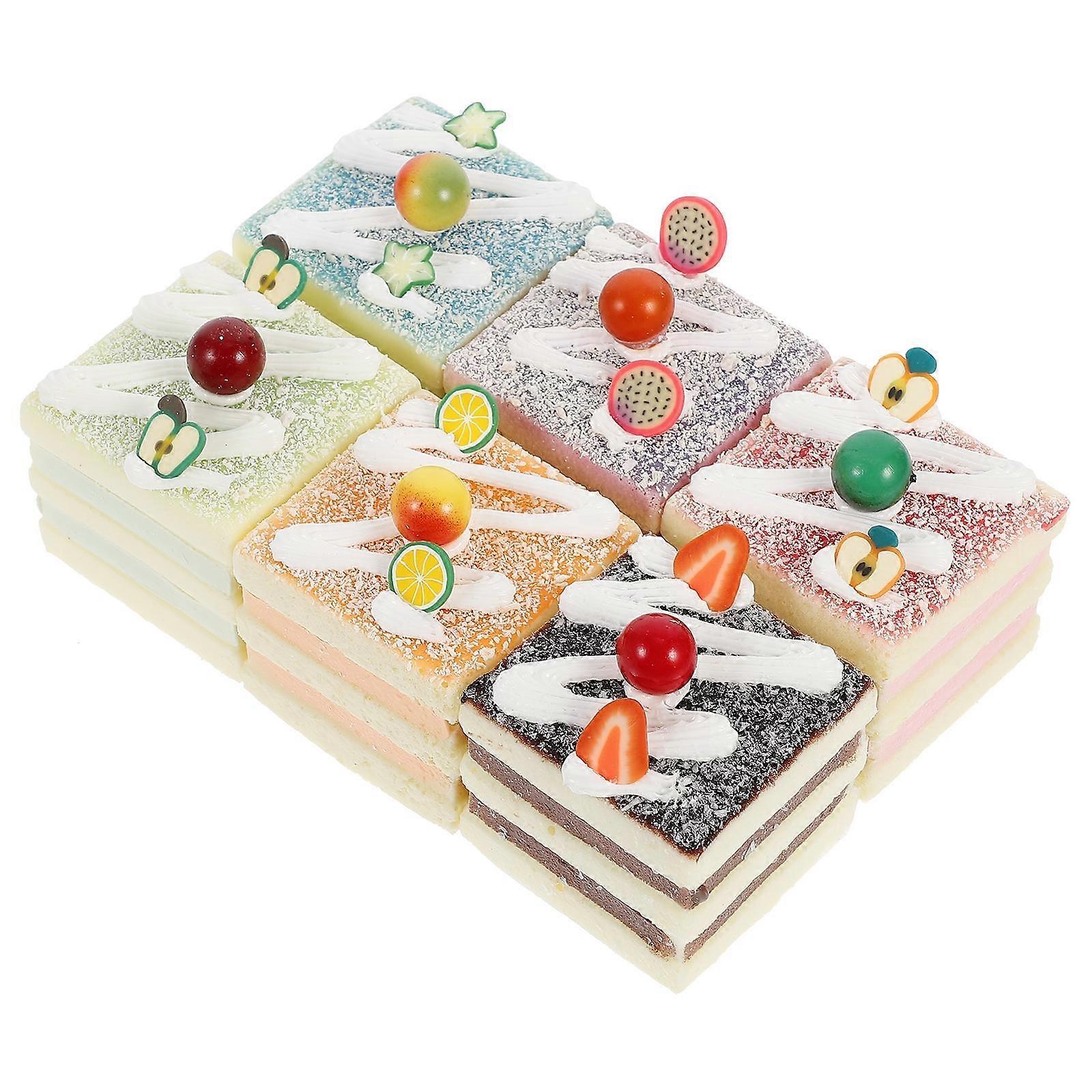 Decorated Faux Cake For Display Artificial Cake Prop Lifelike Food Model Home And Stores Decoration 6X5CM 6Pcs