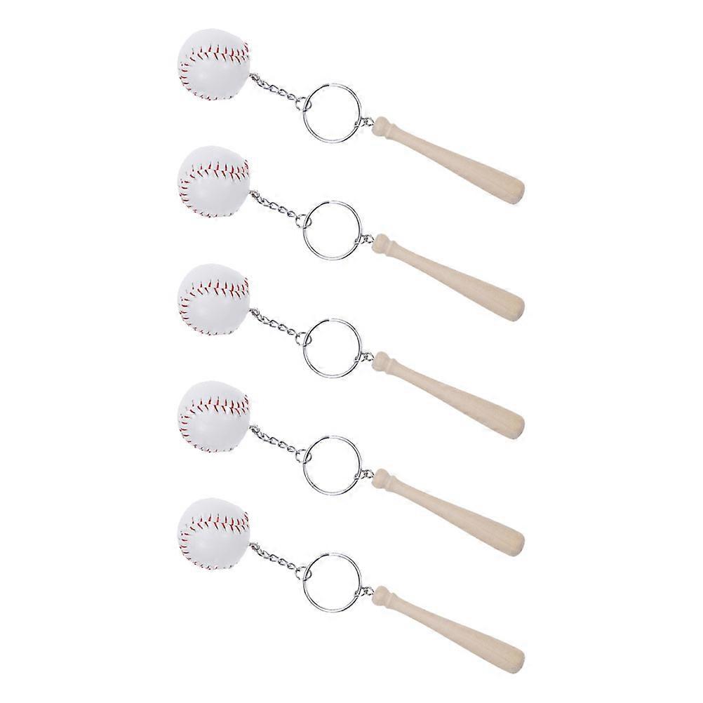 Mini Baseball Keychain Timber Material Cool Style Family Members 5Pcs