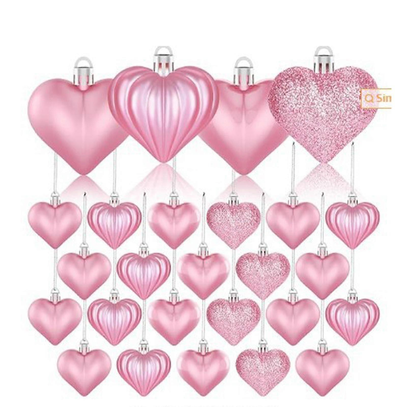 ツリーのためのバレンタインデーハートオーナメント、12pcsバレンタインツリーデコレーションバレンタインオーナメント
