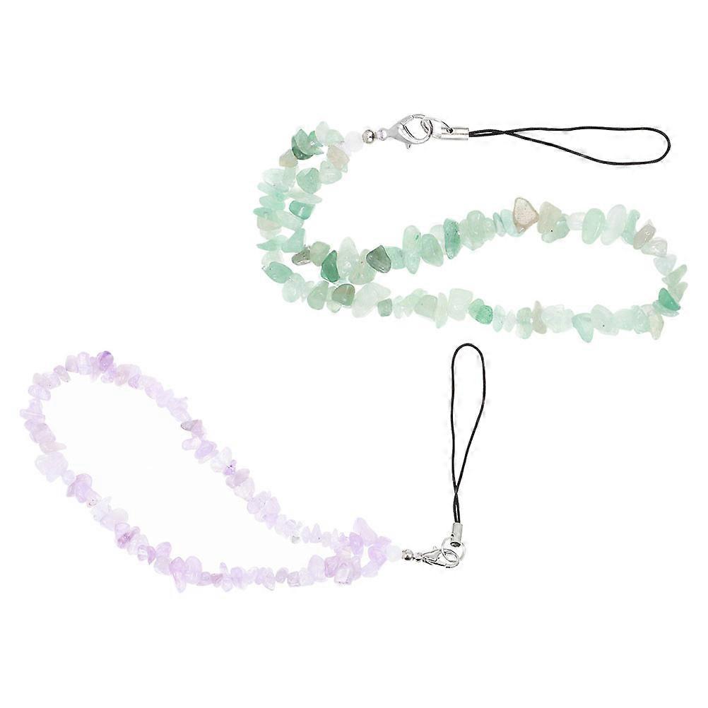 Beaded Phone Lanyard with Crystal Stones Stylish Mobile Strap for Camera, Keys & Accessories Mint Green & Purple