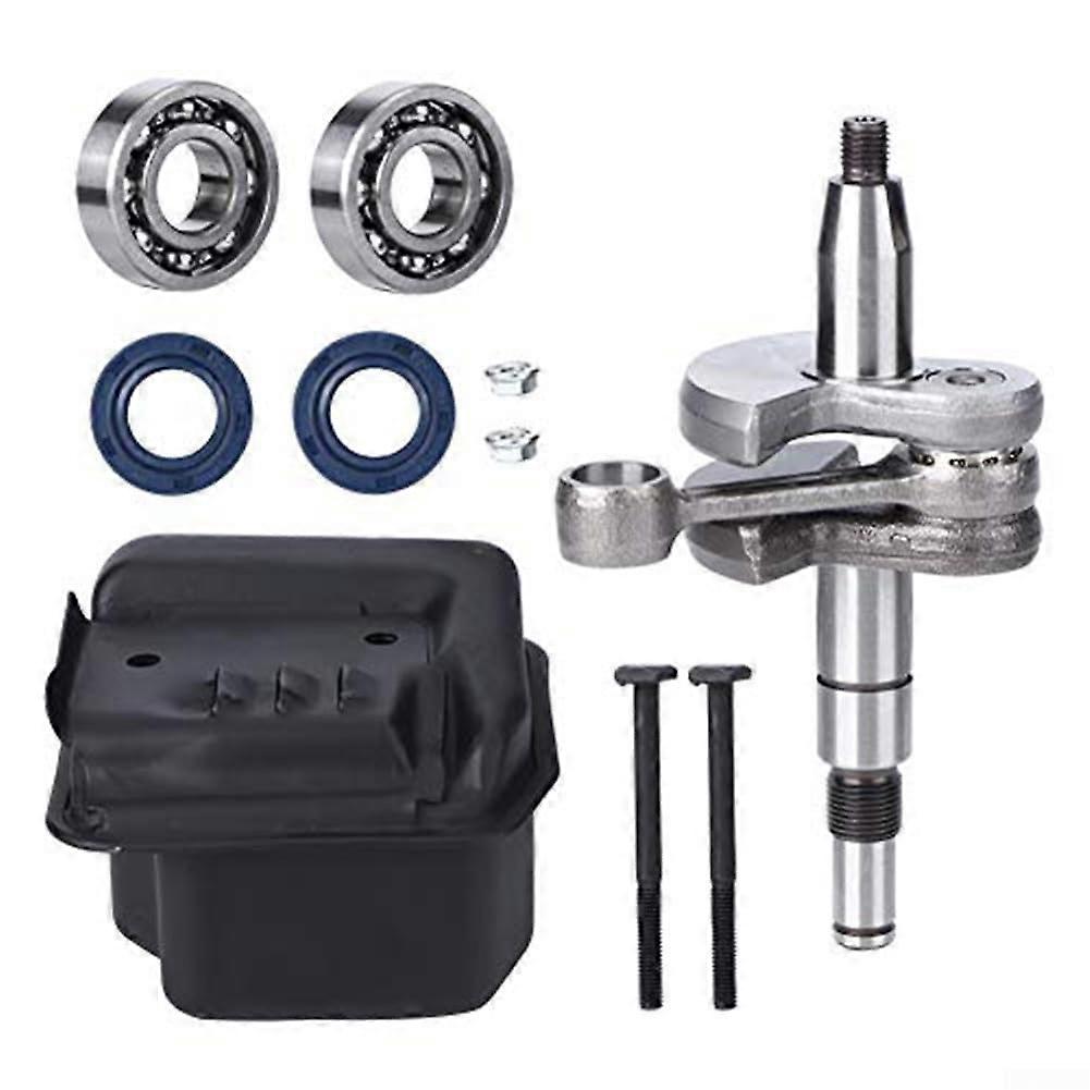 Complete crankshaft and muffler for chainsaws, compatible with models MS210, 230, 250, including essential parts.