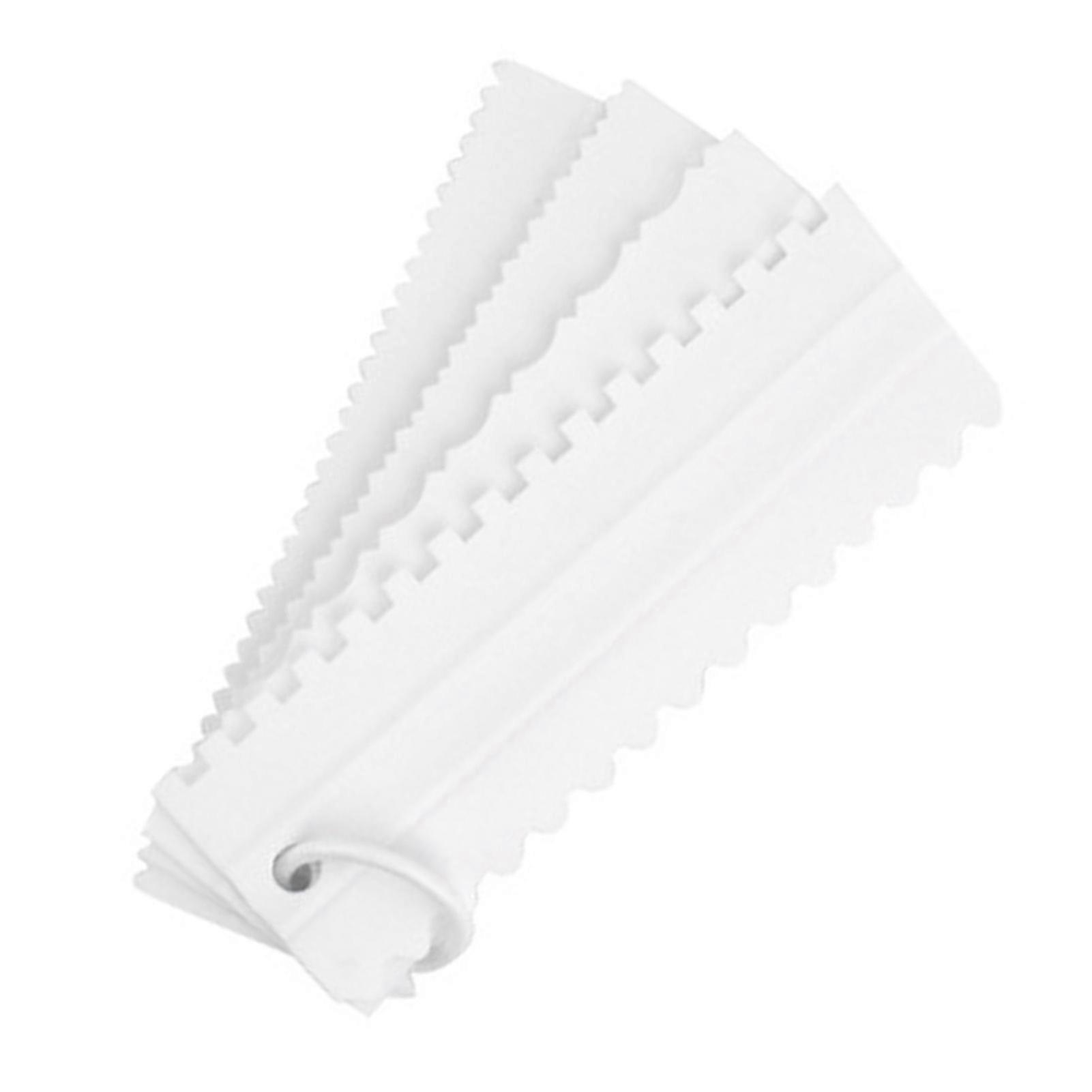 4Pcs Cake Scraper Durable Eco Friendly Plastic 8 Styles Hanging Hook Design Cake Smoother for Baking DIY White 