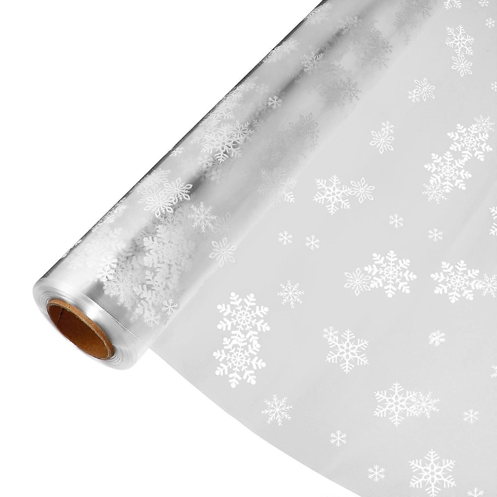 Snow Wrapping Paper Cellophane Roll Snowflake Holiday Season Baskets Ornaments 3000x86cm 1Set