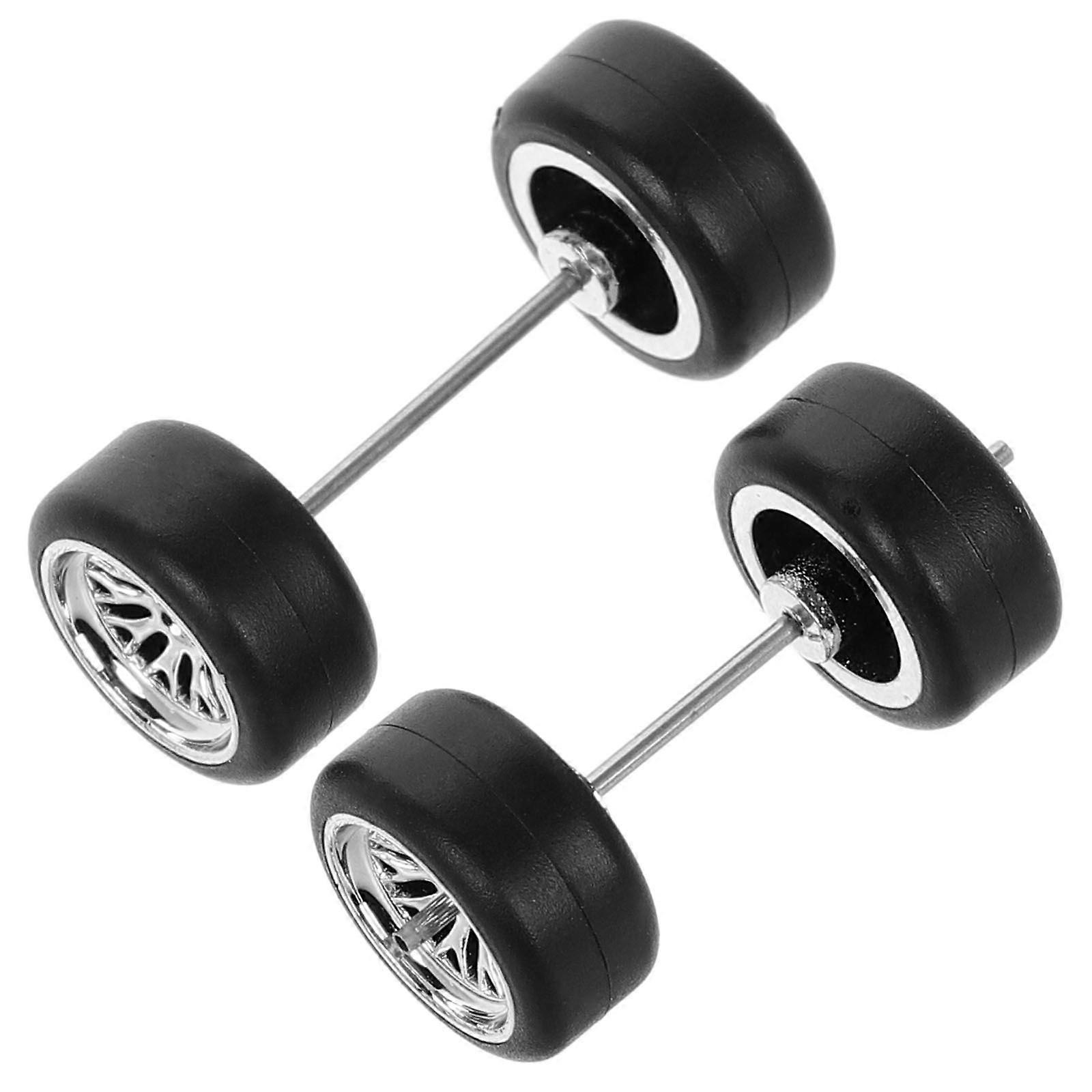 1 set of Car Model Modified Wheel Hubs Rubber Tires 1:64 RC Car Wheels Accessories DIY Toy Car Replacement wheels