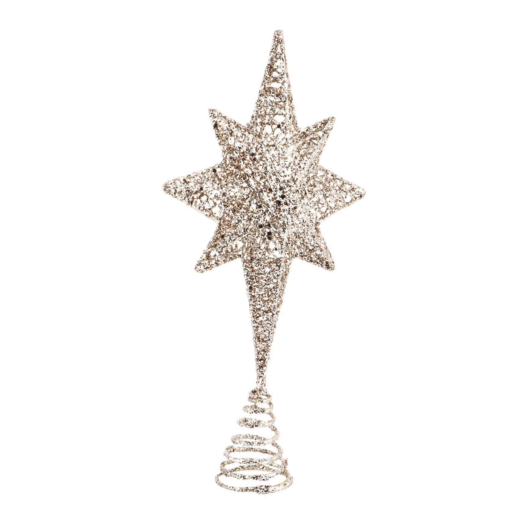 1 STK Christmas Tree Topper Star Made of Quality Wrought Iron in Champagne Color – Sparkling Christmas Tree Crown as a Festive Ornament for Home