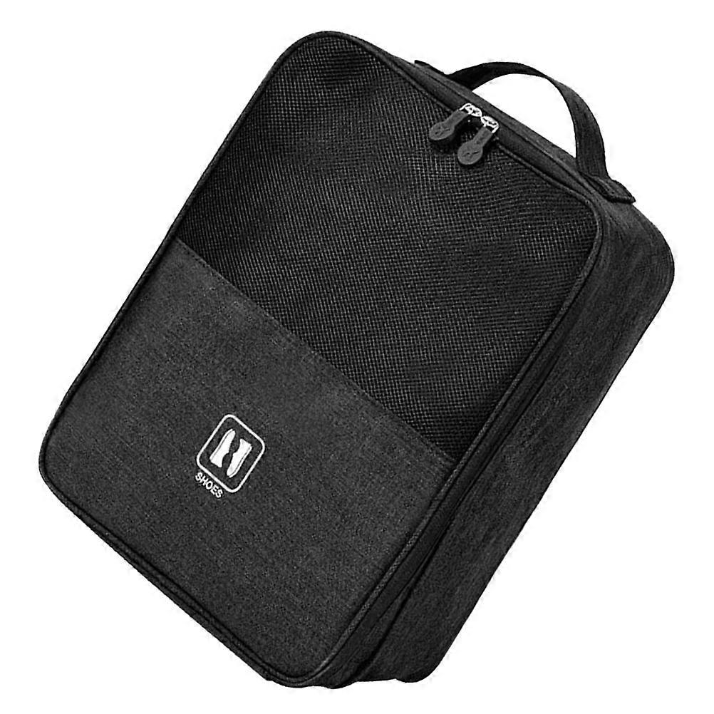 Durable Fabric Travel Shoes Bag with Smooth Zipper for Storage and Organization Black Large Capacity